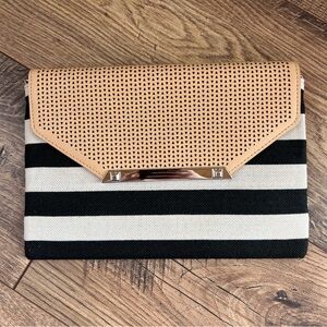 STELLA & DOT black and white striped clutch